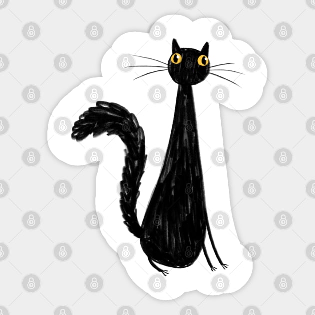 Black Kitty Sticker by Sophie Corrigan